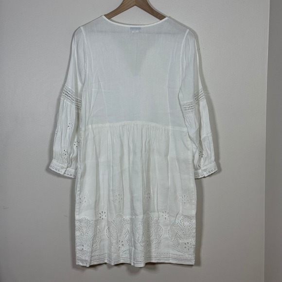 Tommy Bahama Women St. Lucia Linen Blend Dress White Eyelet Resortwear Boho - Picture 3 of 11